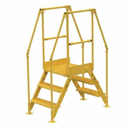 VESTIL 3 Step Cross-Over Ladder 28"H x 14"W Yellow Powder Coat Steel COL-3-26-14